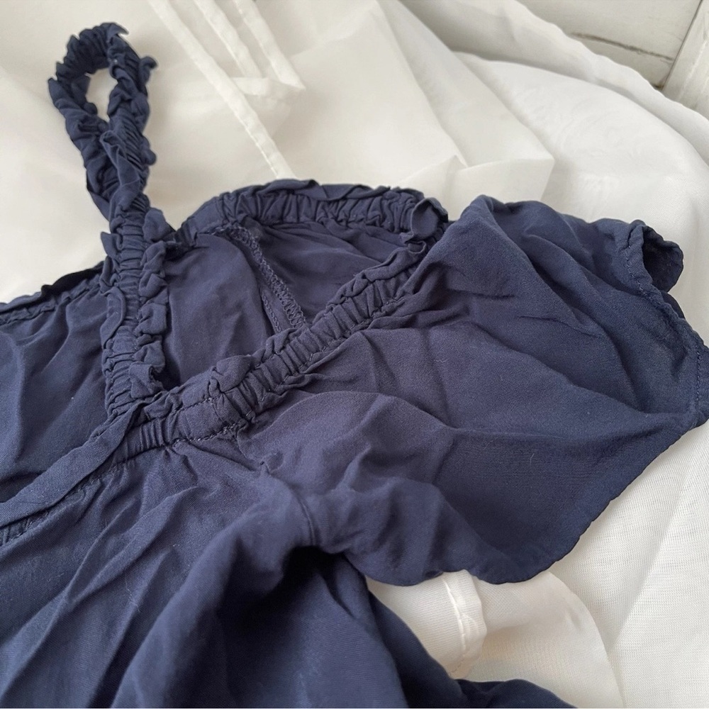 Pietro Brunelli Maternity Dress Sz M Navy Tiered Shoulder Strap off Shoulder - Picture 4 of 6